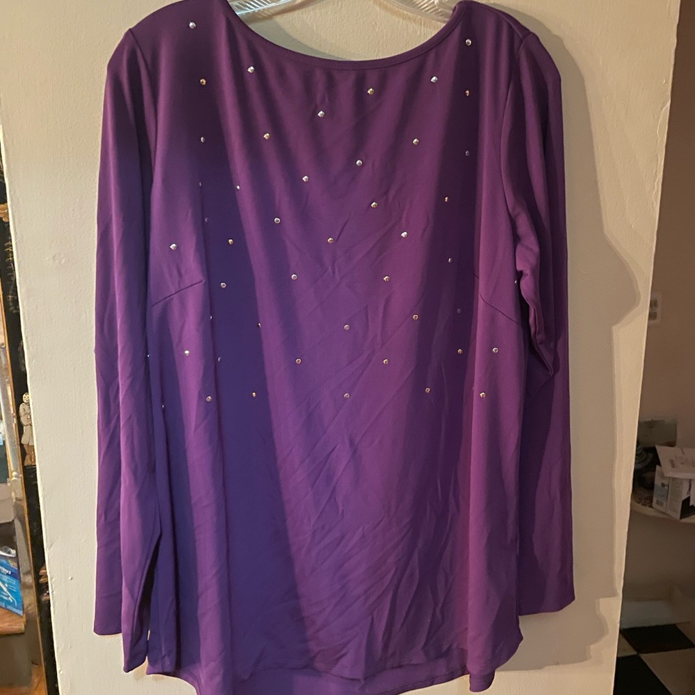 Joan Rivers Purple Embellished Women's Top